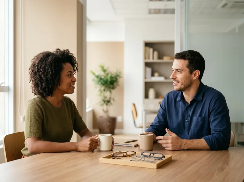 Conversa de apresentação com café